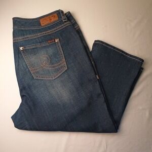 Seven7 Womens Mid Rise Straight Leg  Luxe Capri Jeans Size 20 Dark Wash Stretch